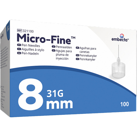 Embecta Microfine Pennaalden 31gx8mm 100 Stuks