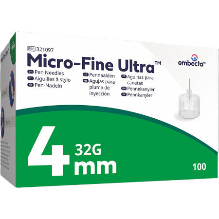 Embecta Microfine Ultra Pennaalden 4mm 32g Easyflow 100 Stuks
