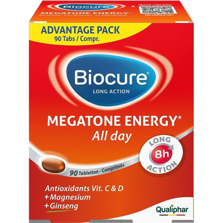 Biocure Long Action Megatone Energy Onmiddellijke Energie En Concentratie 90 Tabletten