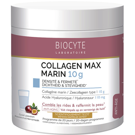 Biocyte Collagen Max 10g Marin Voedingssupplement Verstevigde Huid Passie Smaak Pot 210g