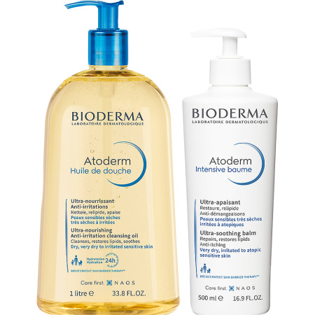 Bioderma Atoderm Routine Voor De Droge Huid: Douchegel 1 l + Ultra-Kalmerende Crème 500ml