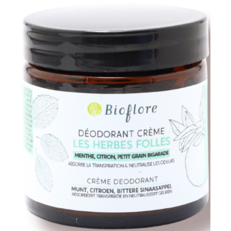 Bioflore Crème Deodorant Wilde Kruiden Zonder Bicarbonaat Munt Citroen Petitgrain Bigarade 50g