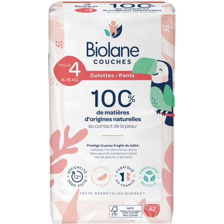 Biolane Luiers Van Materialen Van Natuurlijke Oorsprong Maat 4 8-15kg Alle Huidtypes 42 Stuks
