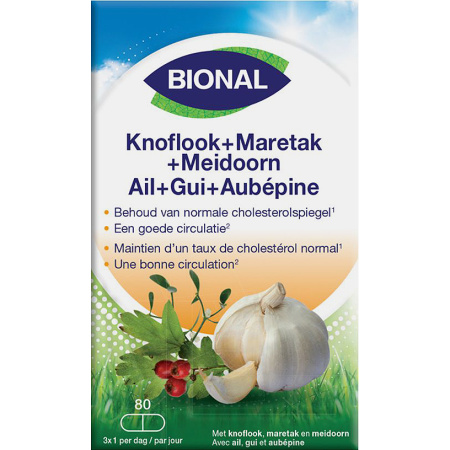 Bional Knoflook + Maretak + Meidoorn Bloedcirculatie En Immuniteit Met Vitamine E 80 Capsules