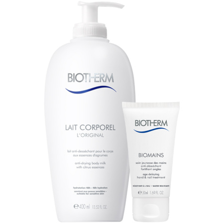 Biotherm Cocooning Routine Bodymilk Tegen Uitdroging 400ml + Biomains Handverzorging 50ml