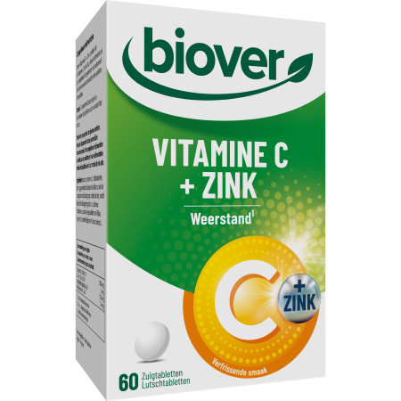Biover Vitamine C + Zink Weerstand 60 Zuigtabletten