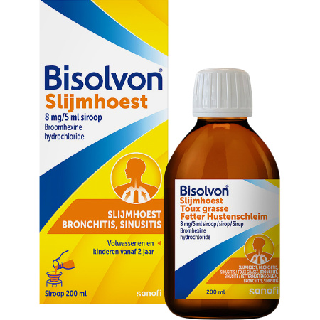 Bisolvon Zonder Suiker Slijmhoest Siroop Fles 200ml