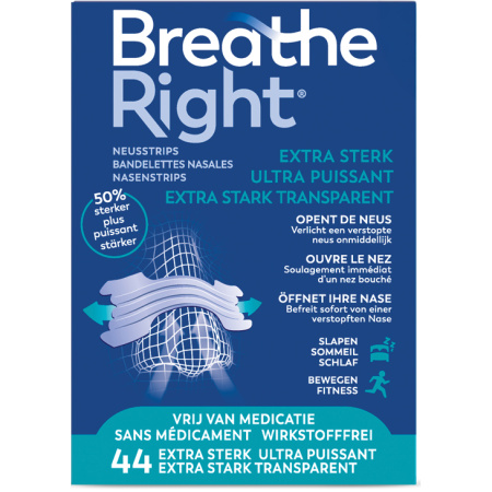 Breathe Right Neusstrips Ultra Sterk Transparant 44 Stuks