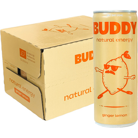 Buddy Natuurlijke Energiedrank Citroen Gember 12x250ml