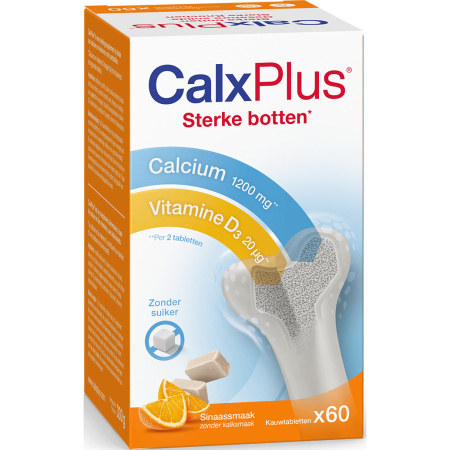 Calx Plus Calcium/Vitamine D/Vitamine K Sinaasappelsmaak 60 Kauwtabletten