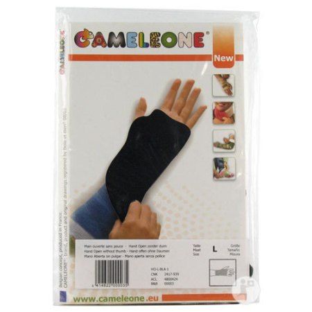 Cameleone Hand Open Zonder Duim Zwart Maat Large 1 Stuk