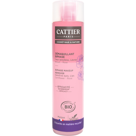 Cattier Biphase Make-Up Remover Voor Gevoelige Ogen En Lippen Fles 150ml