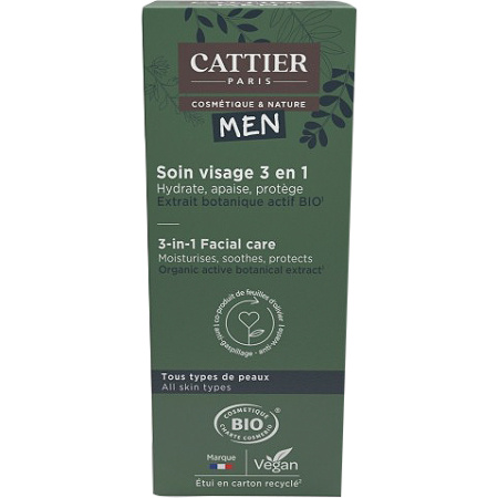 Cattier Men 3in1 Gezichtsverzorging Alle Huidtypen Bio 50ml