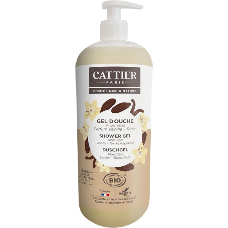 Cattier Vanille Tonka Geur Sulfaatvrije Douchegel Bio Pompfles 1l