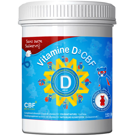 CBF Medical Vitamine D3 400IU Suikervrije Beertjes Aardbeiensmaak 150 Stuks