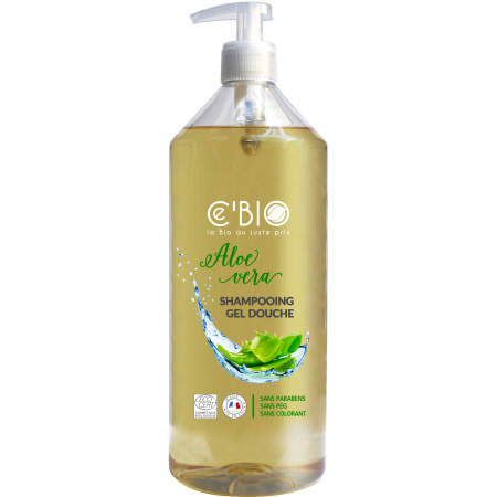 Cebio Organic Aloë Vera Shower Gel Shampoo Pompfles 1l