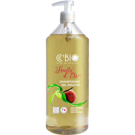 Cebio Organic Zomer Fruit Douchegel Shampoo Pompfles 1l