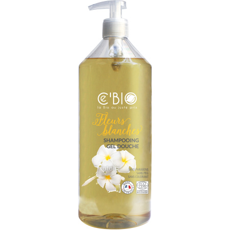 Cebio Shampoo Douchegel Witte Bloemen Bio Pompfles 1l