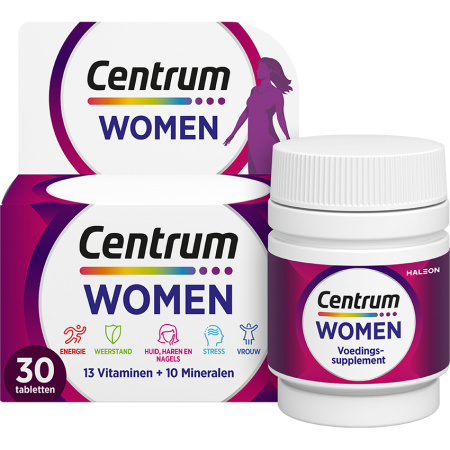 Centrum Women Multivitaminen 13 Vitaminen En 10 Mineralen Energie-Immuniteit-Huid 30 Tabletten