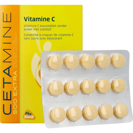 Cetamine 500 Extra Voedingssupplement Met Vitamine C 60 Kauwtabletten