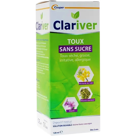 Clariver Suikervrije Irriterende Droge Hoestsiroop Fles 120ml