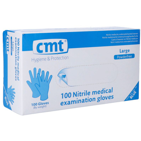 CMT Nitril Handschoenen Blauw Poedervrij L 100 Stuks
