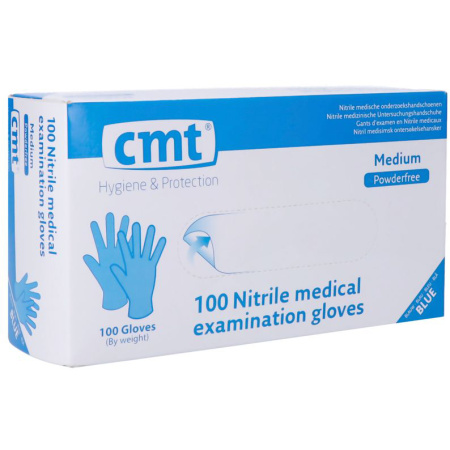 CMT Nitril Handschoenen Blauw Poedervrij M 100 Stuks
