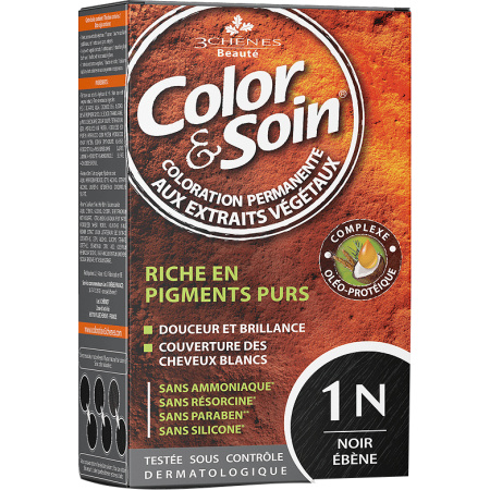 Les 3 Chênes Color & Soin Permanent Haarkleuring Met Plantenextracten 1N Zwart Ebony 1 Kit