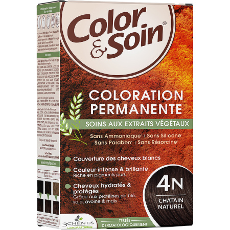 Color & Soin Permanente Kleuring Met Plantaardige Extracten 4N Natuurlijk Kastanje 1 Kit