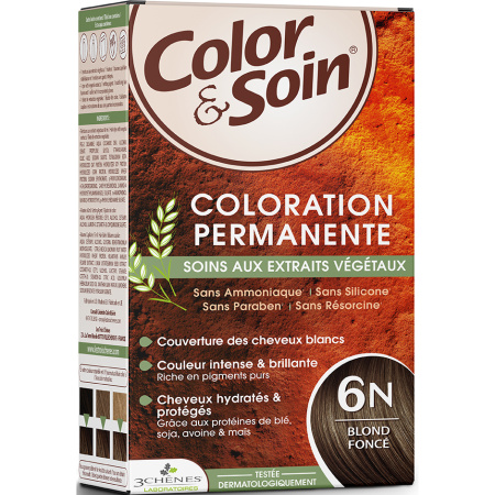 Color & Soin Permanente Kleuring Met Plantaardige Extracten 6N Donker Blond 1 Kit