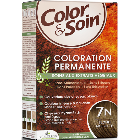 Color & Soin Permanente Kleuring Met Plantaardige Extracten 7N Hazelnoot Blond 1 Kit
