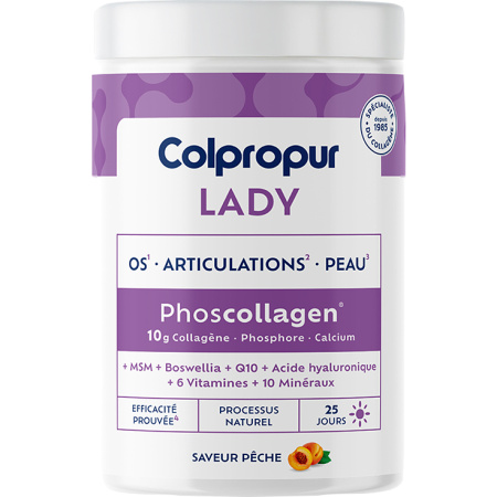 Colpropur Lady Phoscollagen Os/Peaux/Articulations Perzik Smaakpot 340g