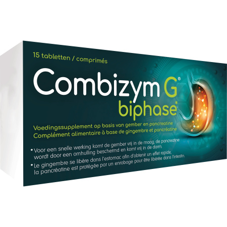 Will-Pharma Combizym G Biphase Spijsvertering Gember Pancreatine 15 Tabletten