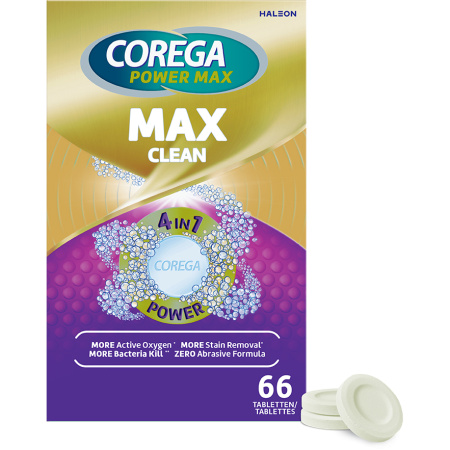 Corega Max Clean Reinigingstabletten Voor Gebitsprothesen 66 Stuks