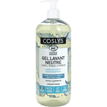 Coslys Neutrale Reinigingsgel Voor Lichaam/Gezicht/Haar Bio Pompfles 1l