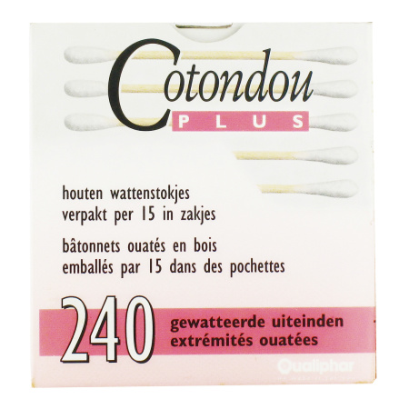 Cotondou Plus Wattenstaafjes Met Houten Staafjes 120 Stuks