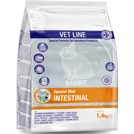 Cunipic Vet Line Intestinal Volledig Voeder Ondersteuning Spijsvertering Voor Konijnen 1,4kg