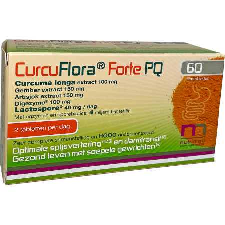 CurcuFlora Forte PQ Voor Een Optimale Spijsvertering En Darmtransit 60 Filmomhulde Tabletten