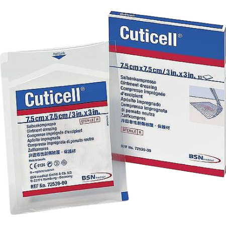 Cutimed Cuticell Zalfkompres 7,5x7,5cm 10 Stuks (7100700)