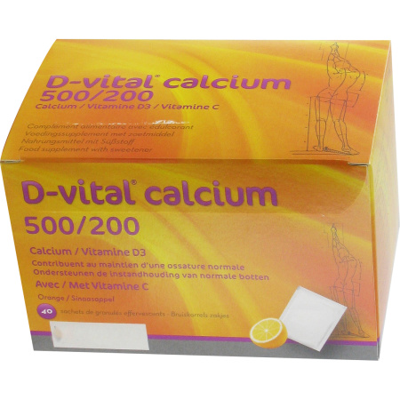 Will-Pharma D-Vital Calcium 500mg Calcium 200IE Vitamine D3 Sinaasappelsmaak 40 Bruistabletzakjes