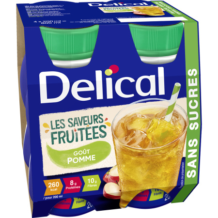 Delical Fruitige Smaak Drank Zonder Suikers Appelsmaak Fles 4x200ml