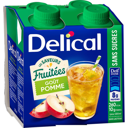 Delical Fruitige Smaken Zonder Suiker Appel 4x200ml