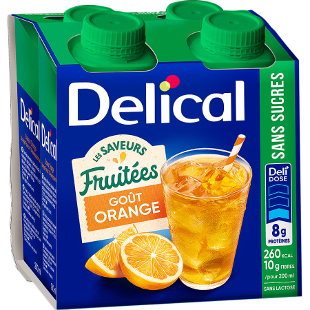 Delical Fruitige Smaken Zonder Suiker Sinaasappel 4x200ml