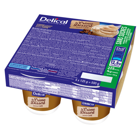 Delical HP-HC Dessertcrème Zonder Suikers Koffie 4x125g