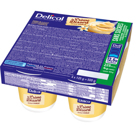 Delical HP-HC Dessertcrème Zonder Suikers Vanille 4x125g