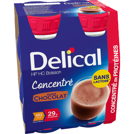 Delical HP HC Eiwitten Geconcentreerd Drank Zonder Lactose Chocolade 4x200ml
