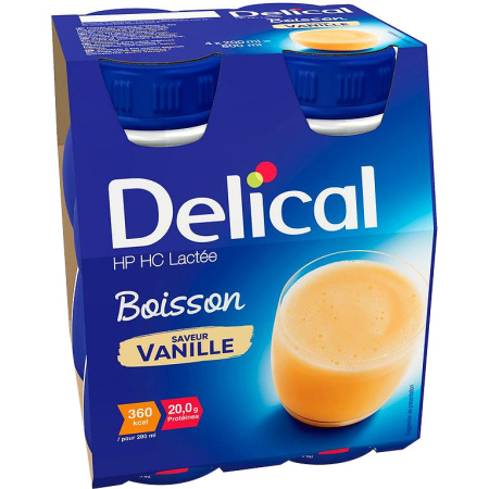 Delical HP HC Melkachtige Drank Vanille Flessen 4x200ml