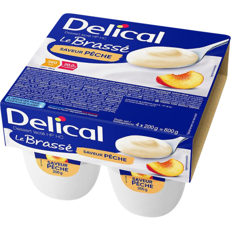 Delical Le Brassé HP/HC Perzik Smaak Pots 4x200g