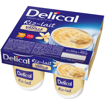 Delical Melkachtig Dessert HP HC Rijstpap Vanille Karamel Opmerking Smaak Pots 4x200g