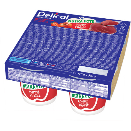Delical Nutra'Pote Dessert Appel Aardbei 4x125g
